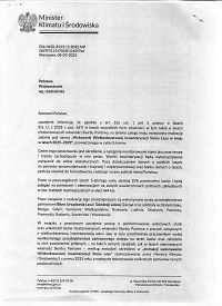 Foto: Pismo Ministra Klimatu i Środowiska nr DIŁ-WGL.8102.15.2025.MP z dnia 04.07.2025 r. w sprawie realizacji zadania pn. 